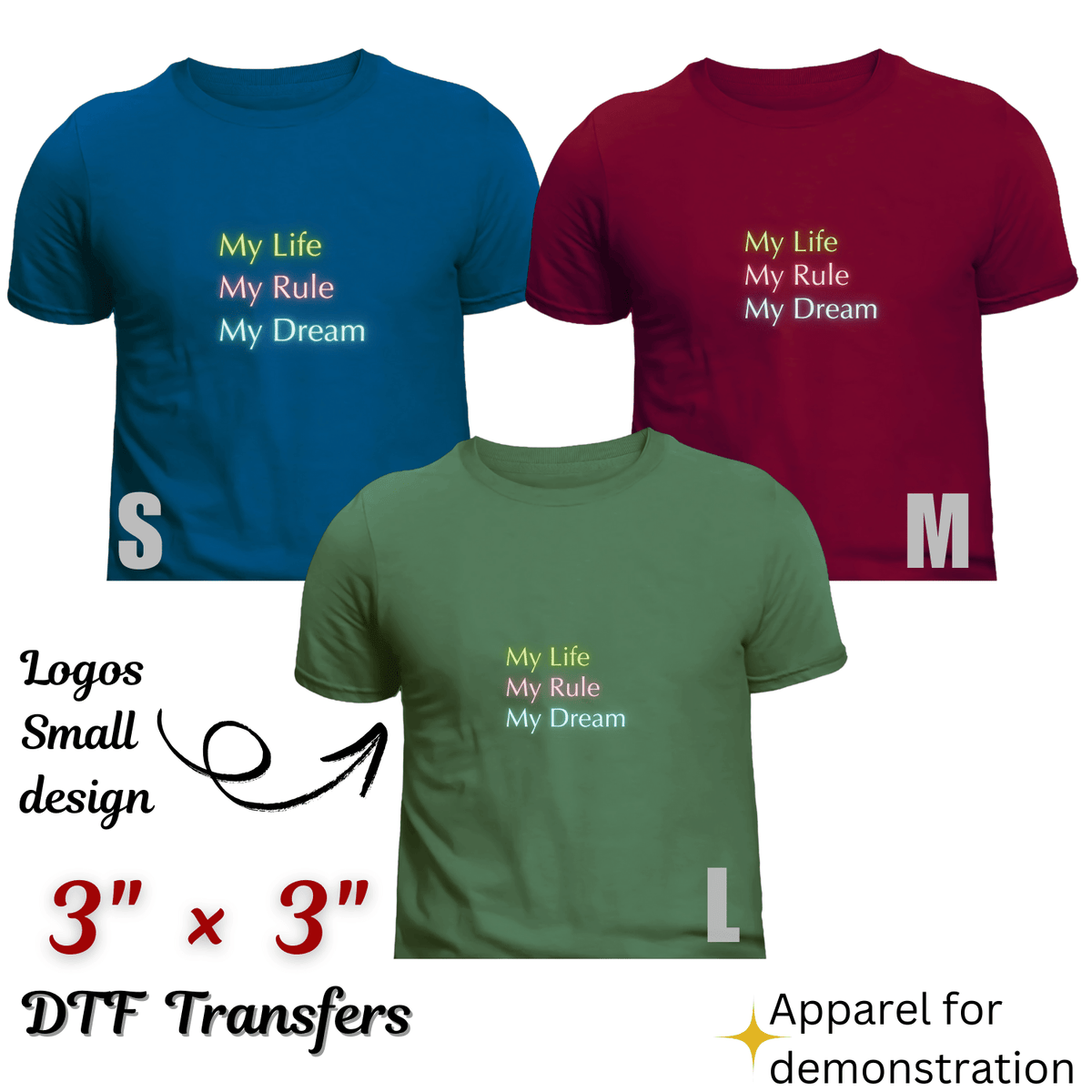 Custom DTF Transfers by Size